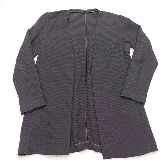Eileen Fisher Women’s Black Waffle Knit Open Cardigan‎ Size S/P - Picture 1 of 4